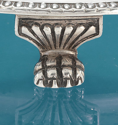 Good Pair of George III Irish Silver Salvers, Charles Marsh, Dublin, 1821, crested family of Bentley, lion's paw foot